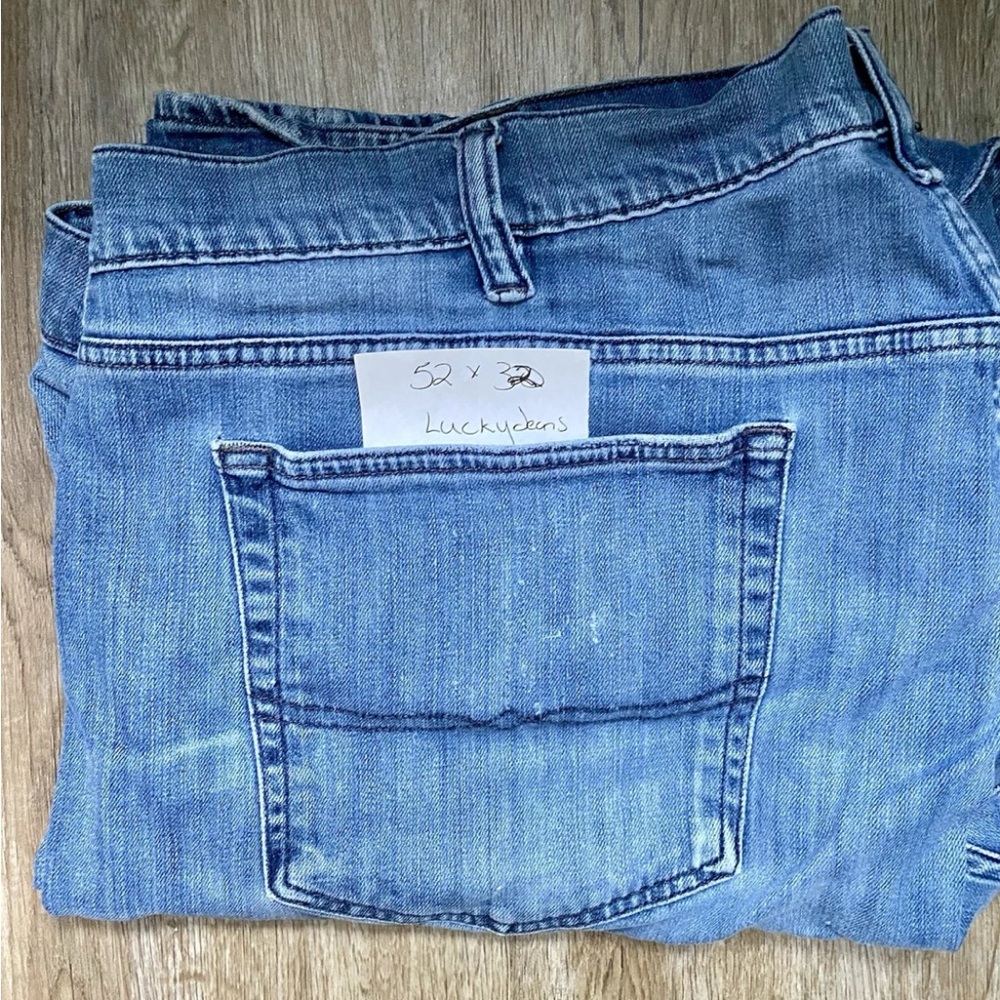 Lucky Jeans Men’s Big & Tall 52x32 Candiani Denim 181 Relaxed Straight Distress